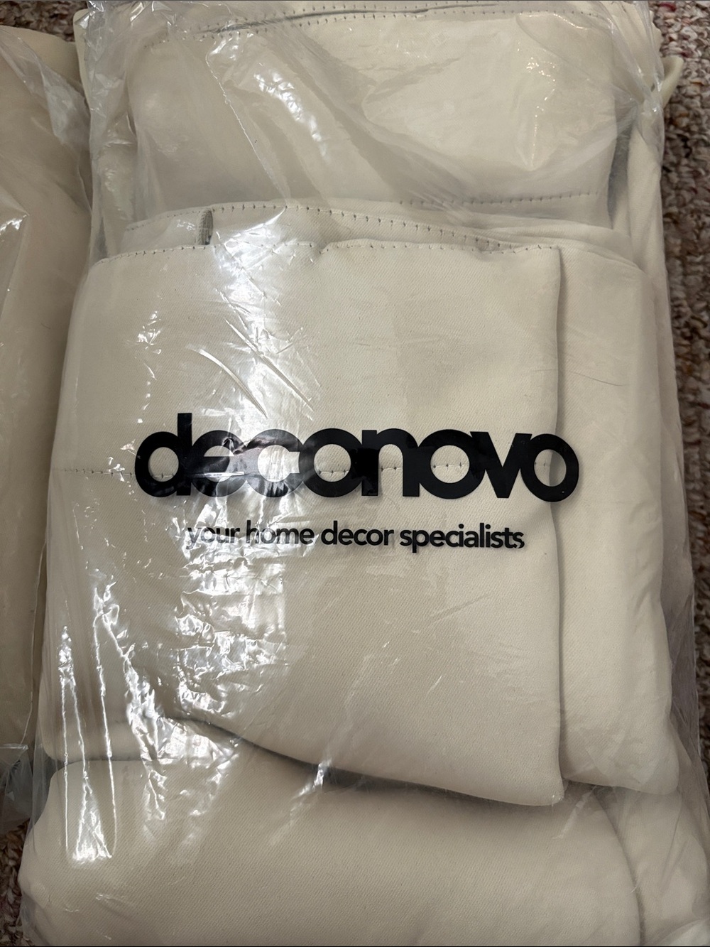 2 Deconovo Room Darkening Curtains beige 70“ x 108“ new panels back tab rod pock